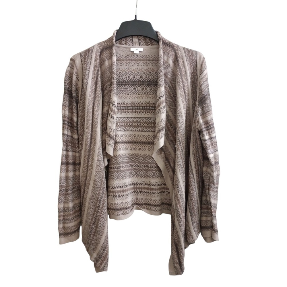J.Jill Open Cardigan Cotton Blend Sweater Brown Boho Size Petite Large